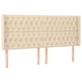 Miniatyrbillede 1 af 9: vidaXL sengegavl med kanter 203x16x118/128 cm stof cremefarvet