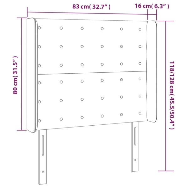 vidaXL Sänggavel med kanter rosa 83x16x118/128 cm sammet