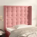 Miniatyrbild 1 av 9: vidaXL Sänggavel med kanter rosa 83x16x118/128 cm sammet