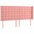 Miniatyrbillede 2 af 9: vidaXL sengegavl med kanter 163x16x118/128 cm fløjl lyserød