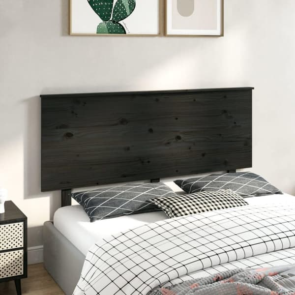 vidaXL Sängynpääty musta 144x6x82,5 cm täysi mänty