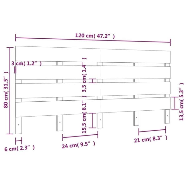vidaXL sengegærde 120x3x80 cm massivt fyrretræ hvid
