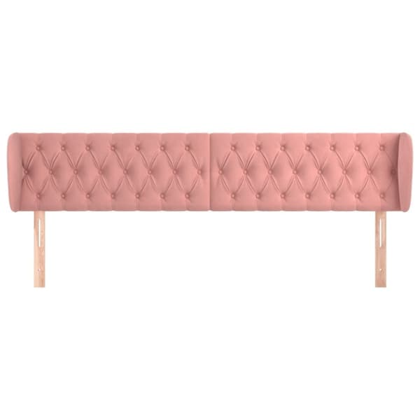 vidaXL sengegavl med kanter 183x23x78/88 cm fløjl lyserød