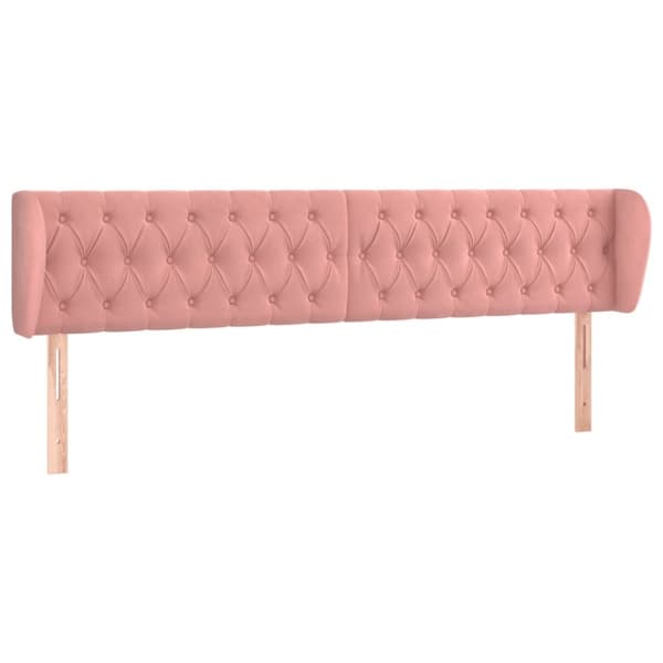 vidaXL sengegavl med kanter 183x23x78/88 cm fløjl lyserød