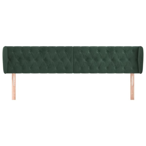 vidaXL sengegavl med kanter 203x23x78/88 cm fløjl mørkegrøn
