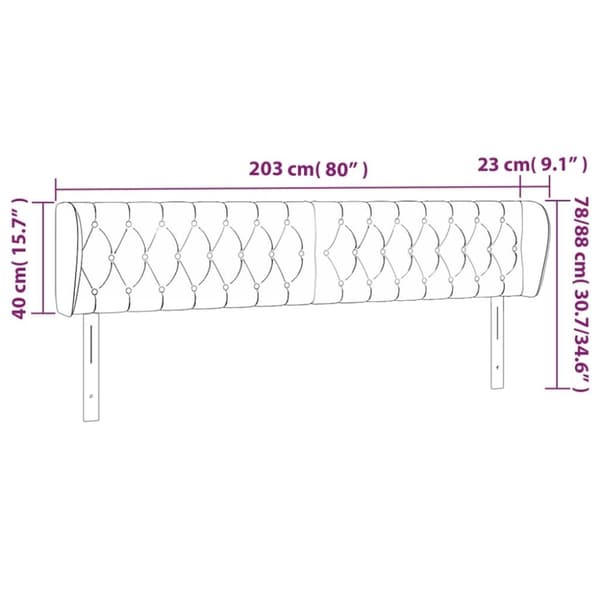 vidaXL sengegavl med kanter 203x23x78/88 cm fløjl mørkegrøn