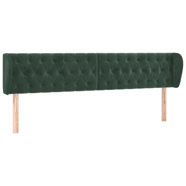 vidaXL sengegavl med kanter 203x23x78/88 cm fløjl mørkegrøn