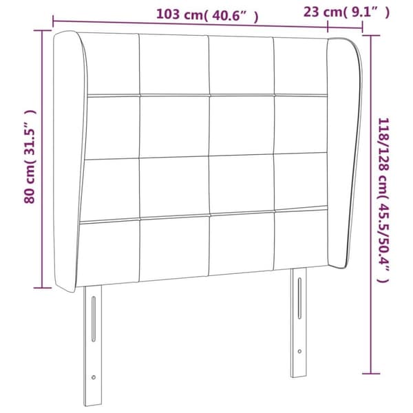 vidaXL sengegavl med kanter 103x23x118/128 cm stof gråbrun