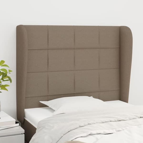 vidaXL sengegavl med kanter 103x23x118/128 cm stof gråbrun