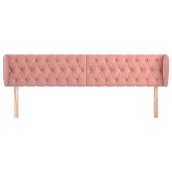 vidaXL sengegavl med kanter 203x23x78/88 cm fløjl lyserød