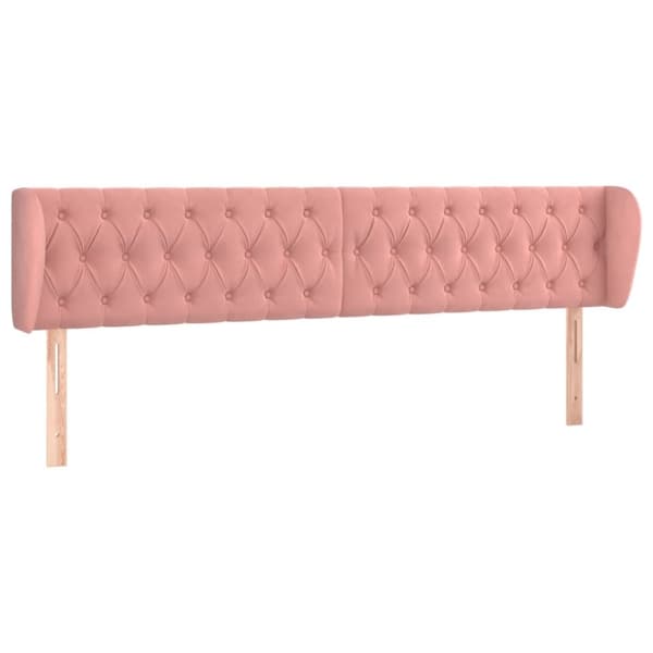 vidaXL sengegavl med kanter 203x23x78/88 cm fløjl lyserød