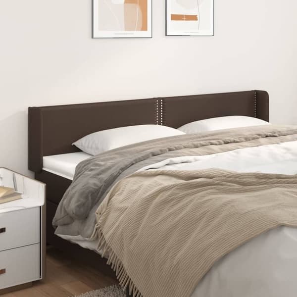 vidaXL sengegavl med kanter 183x16x78/88 cm kunstlæder brun
