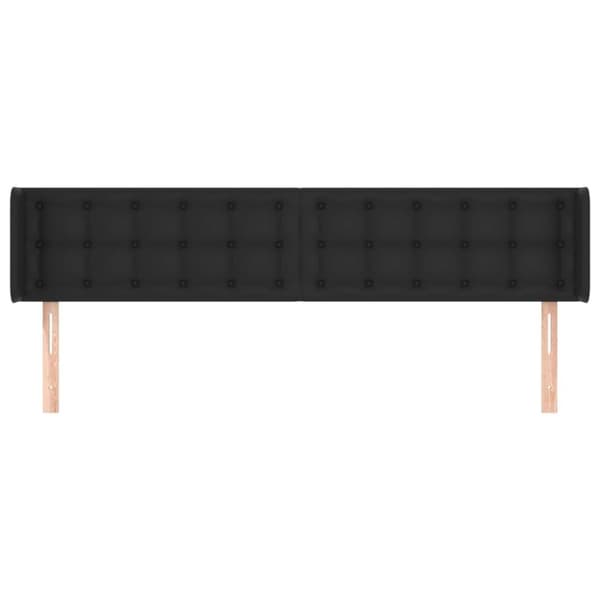 vidaXL sengegavl med kanter 183x16x78/88 cm kunstlæder sort