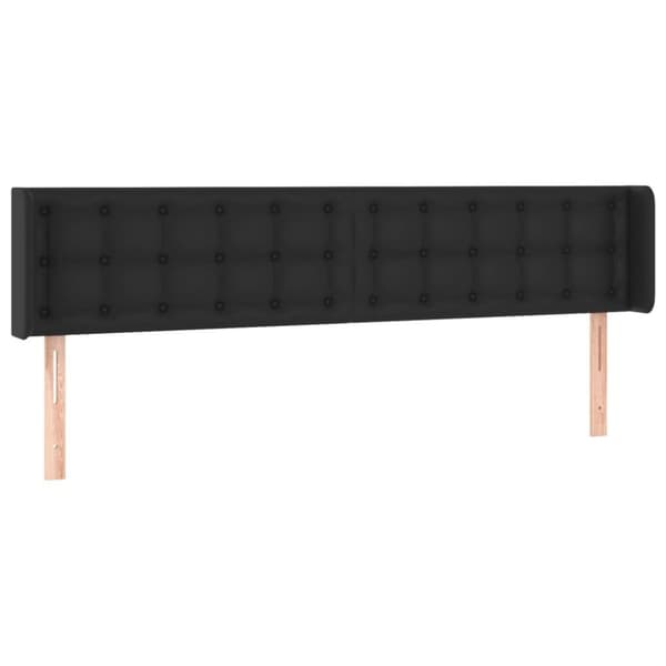 vidaXL sengegavl med kanter 183x16x78/88 cm kunstlæder sort