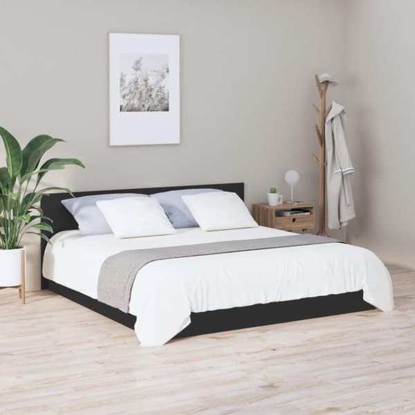 vidaXL sengegærde 200x1,5x80 cm konstrueret træ sort