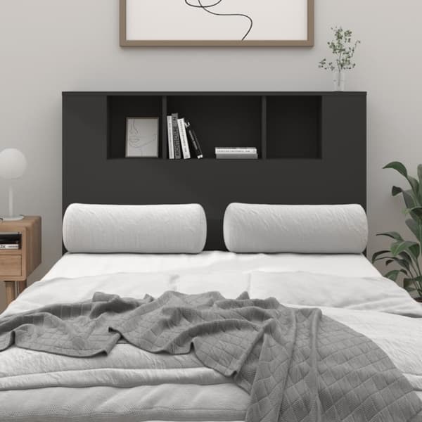 vidaXL Sängynpääty säilytystilalla musta 120x18,5x102,5 cm