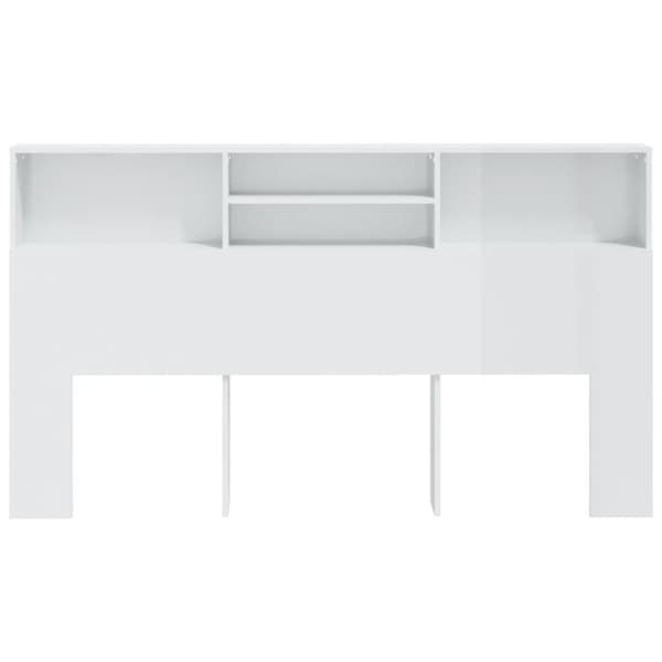 vidaXL sengegavl med opbevaring 180x19x103,5 cm hvid højglans