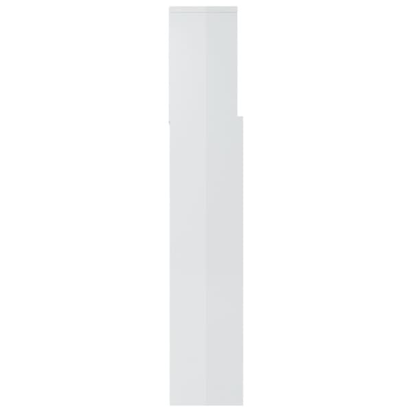 vidaXL sengegavl med opbevaring 180x19x103,5 cm hvid højglans