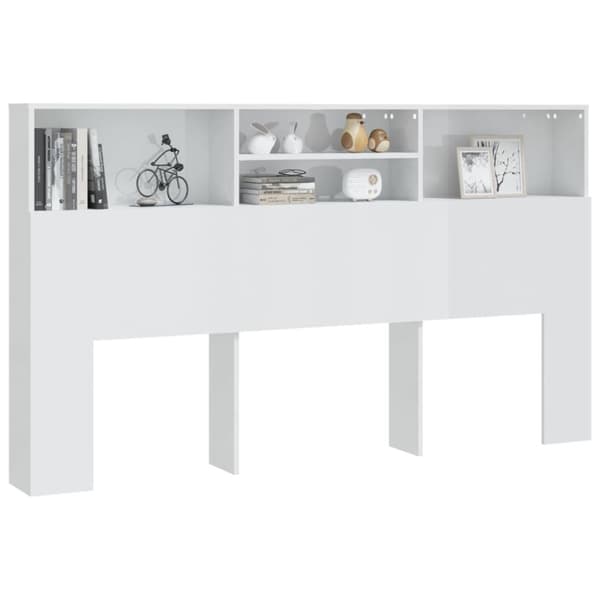 vidaXL sengegavl med opbevaring 180x19x103,5 cm hvid højglans