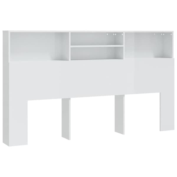 vidaXL sengegavl med opbevaring 180x19x103,5 cm hvid højglans