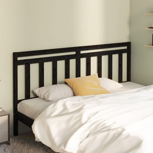 vidaXL sengegærde 206x4x100 cm massivt fyrretræ sort