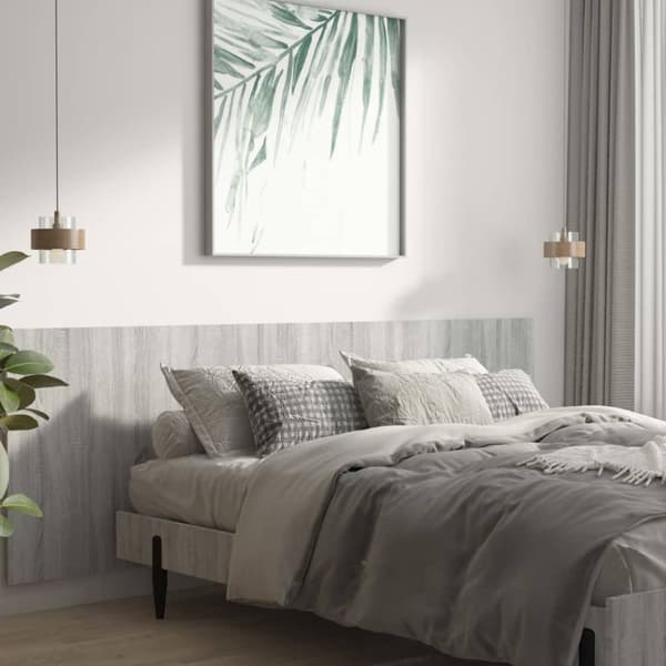 vidaXL Sängynpääty seinälle harmaa Sonoma 240x1,5x80 cm tekninen puu