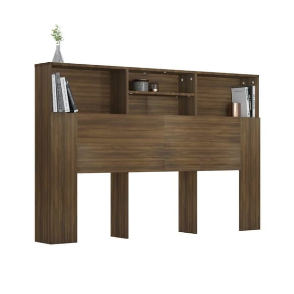 vidaXL Sängynpääty säilytystilalla ruskea tammi 160x19x103,5 cm