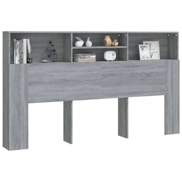 vidaXL sengegavl med opbevaring 180x19x103,5 cm grå sonoma-eg