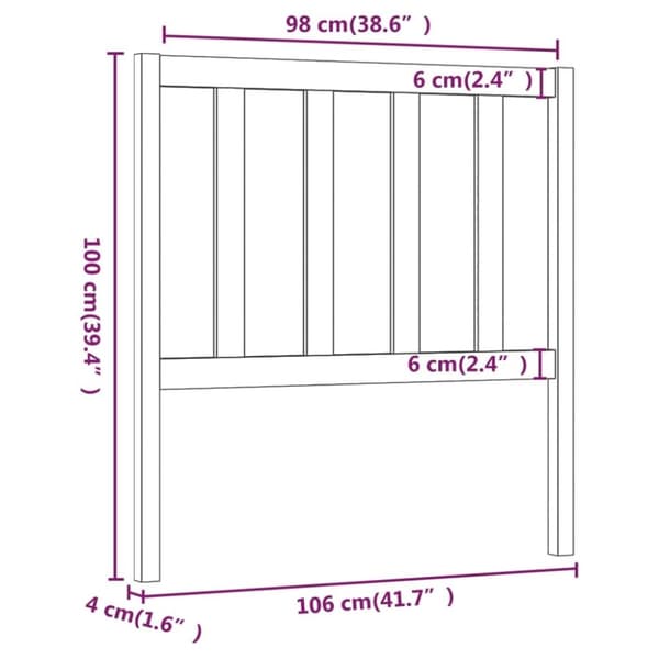 vidaXL sengegærde 106x4x100 cm massivt fyrretræ hvid