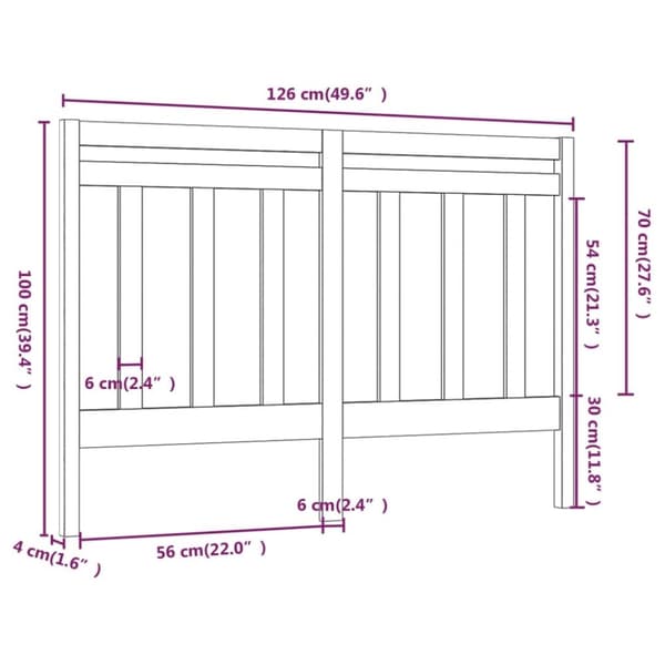 vidaXL sengegærde 126x4x100 cm massivt fyrretræ