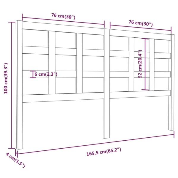vidaXL sengegærde 165,5x4x100 cm massivt fyrretræ grå