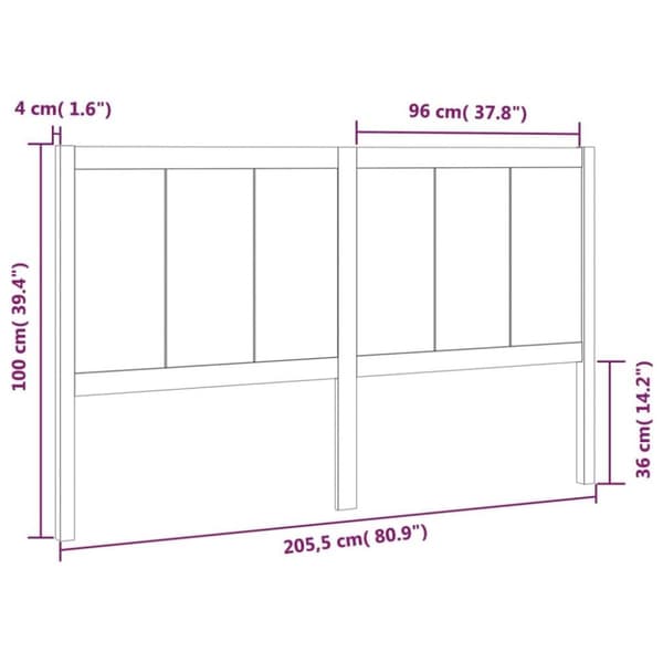 vidaXL sengegærde 205,5x4x100 cm massivt fyrretræ gyldenbrun