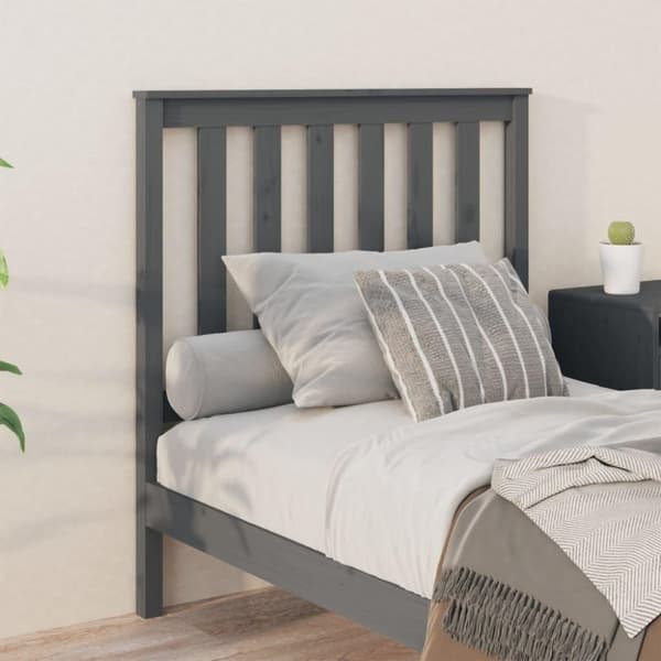 vidaXL sengegærde 96x6x101 cm massivt fyrretræ grå