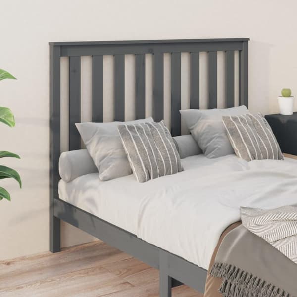 vidaXL sengegærde 126x6x101 cm massivt fyrretræ grå