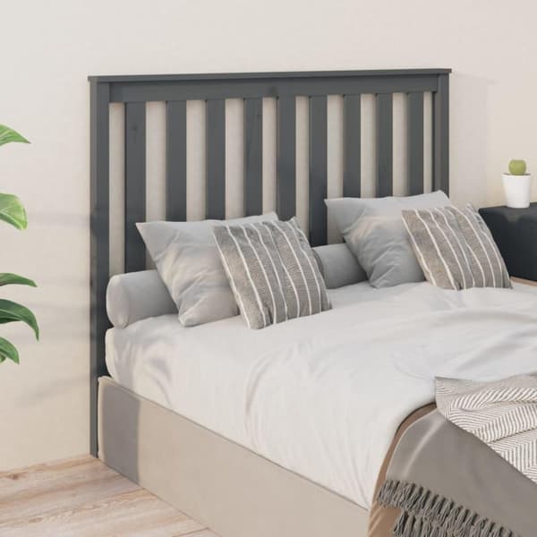vidaXL sengegærde 126x6x101 cm massivt fyrretræ grå