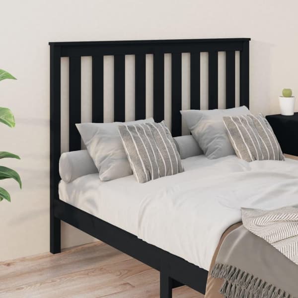 vidaXL sengegærde 146x6x101 cm massivt fyrretræ sort