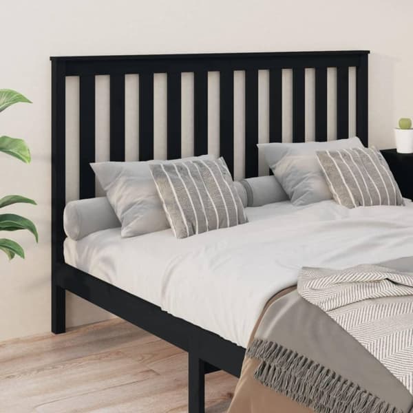 vidaXL sengegærde 166x6x101 cm massivt fyrretræ sort