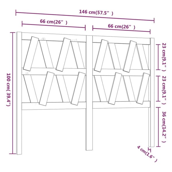 vidaXL sengegærde 146x4x100 cm massivt fyrretræ