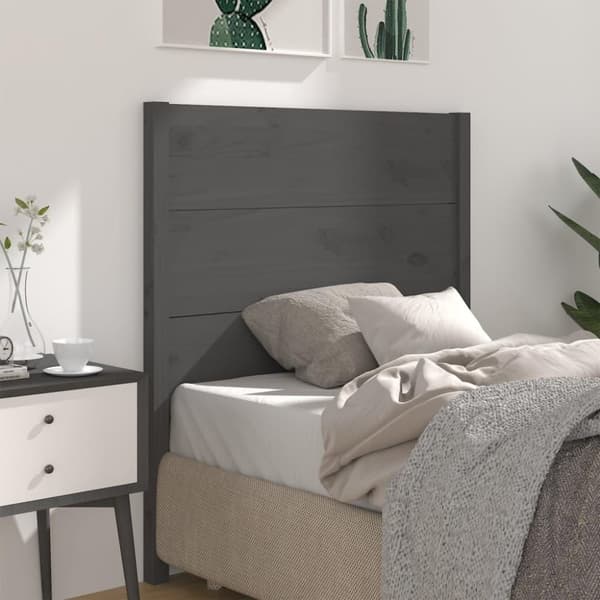 vidaXL Sängynpääty harmaa 96x4x100 cm täysi mänty