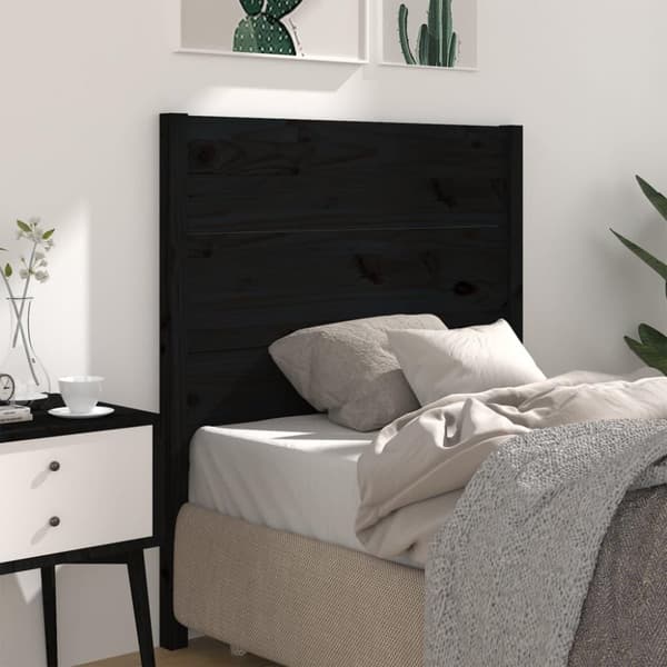 vidaXL Sängynpääty musta 96x4x100 cm täysi mänty