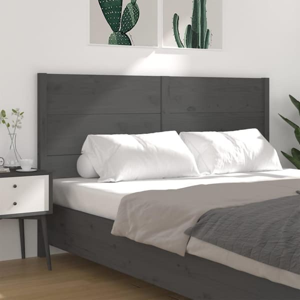 vidaXL Sängynpääty harmaa 126x4x100 cm täysi mänty