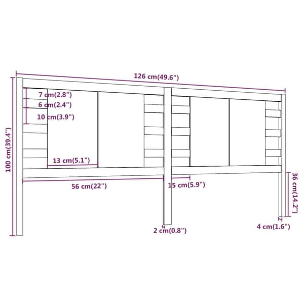 vidaXL sengegærde 126x4x100 cm massivt fyrretræ hvid