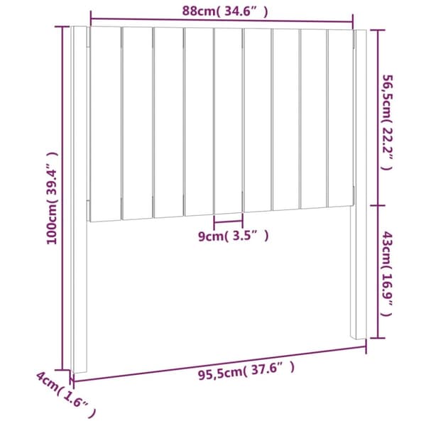 vidaXL Sängynpääty hunajanruskea 95,5x4x100 cm täysi mänty