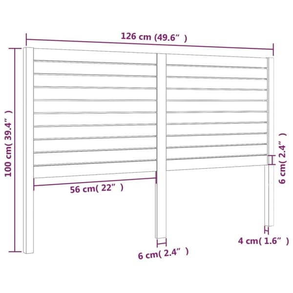vidaXL Sängynpääty musta 126x4x100 cm täysi mänty