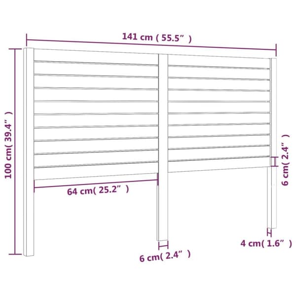 vidaXL sengegærde 141x4x100 cm massivt fyrretræ sort
