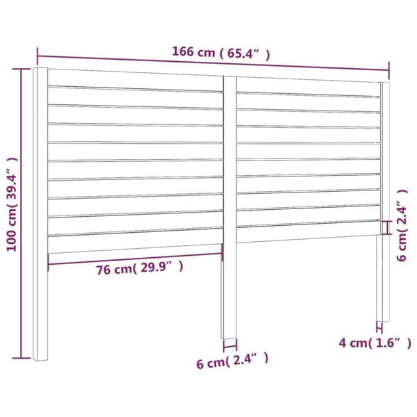 vidaXL sengegærde 166x4x100 cm massivt fyrretræ sort