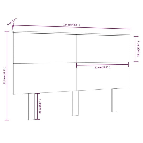 vidaXL Sängynpääty 124x6x82,5 cm täysi mänty