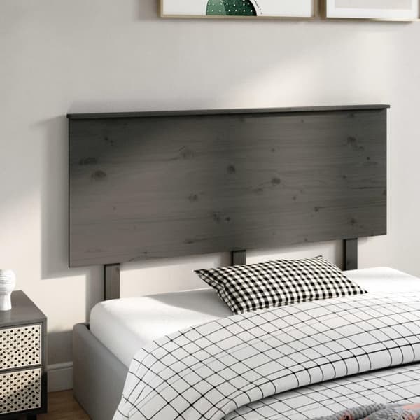 vidaXL sengegærde 144x6x82,5 cm massivt fyrretræ grå