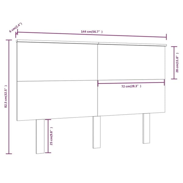 vidaXL sengegærde 144x6x82,5 cm massivt fyrretræ grå