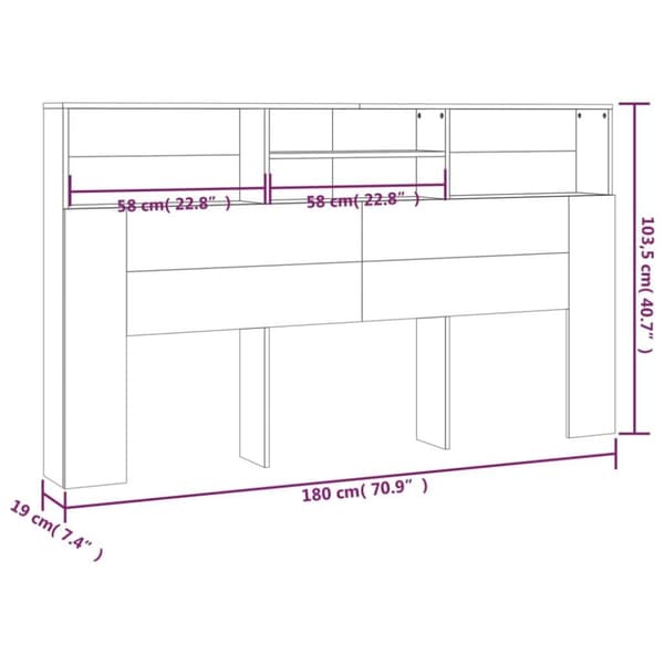 vidaXL Sengegavlskap svart 180x19x103,5 cm